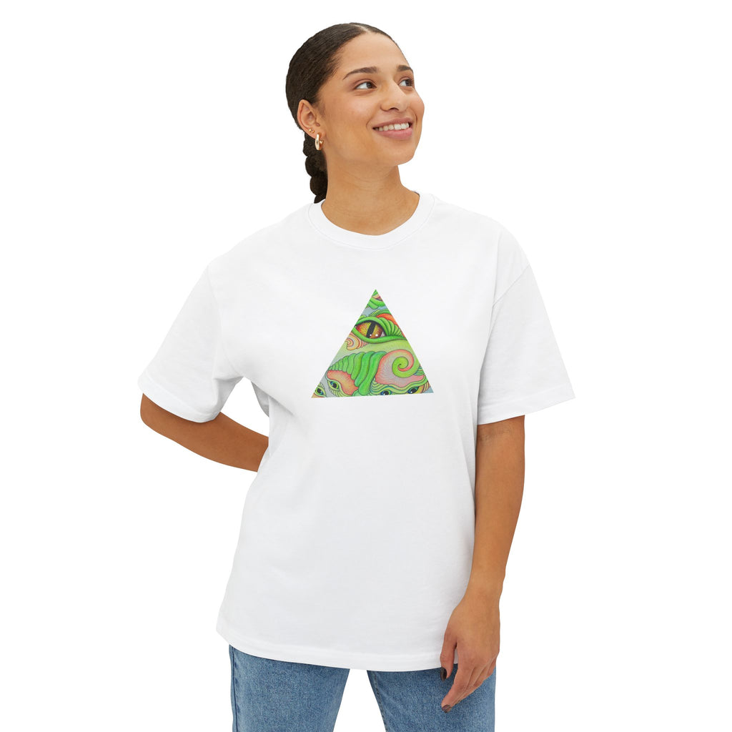 Psychedelic Triangle & Circle Graphic Tee — Retro Swirl Art T-Shirt #gr9523