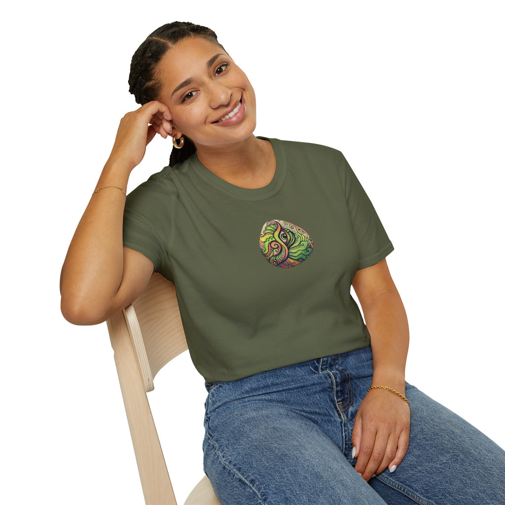 Psychedelic Green Mandala T-Shirt — Abstract Tribal Circle Art Tee #h84210