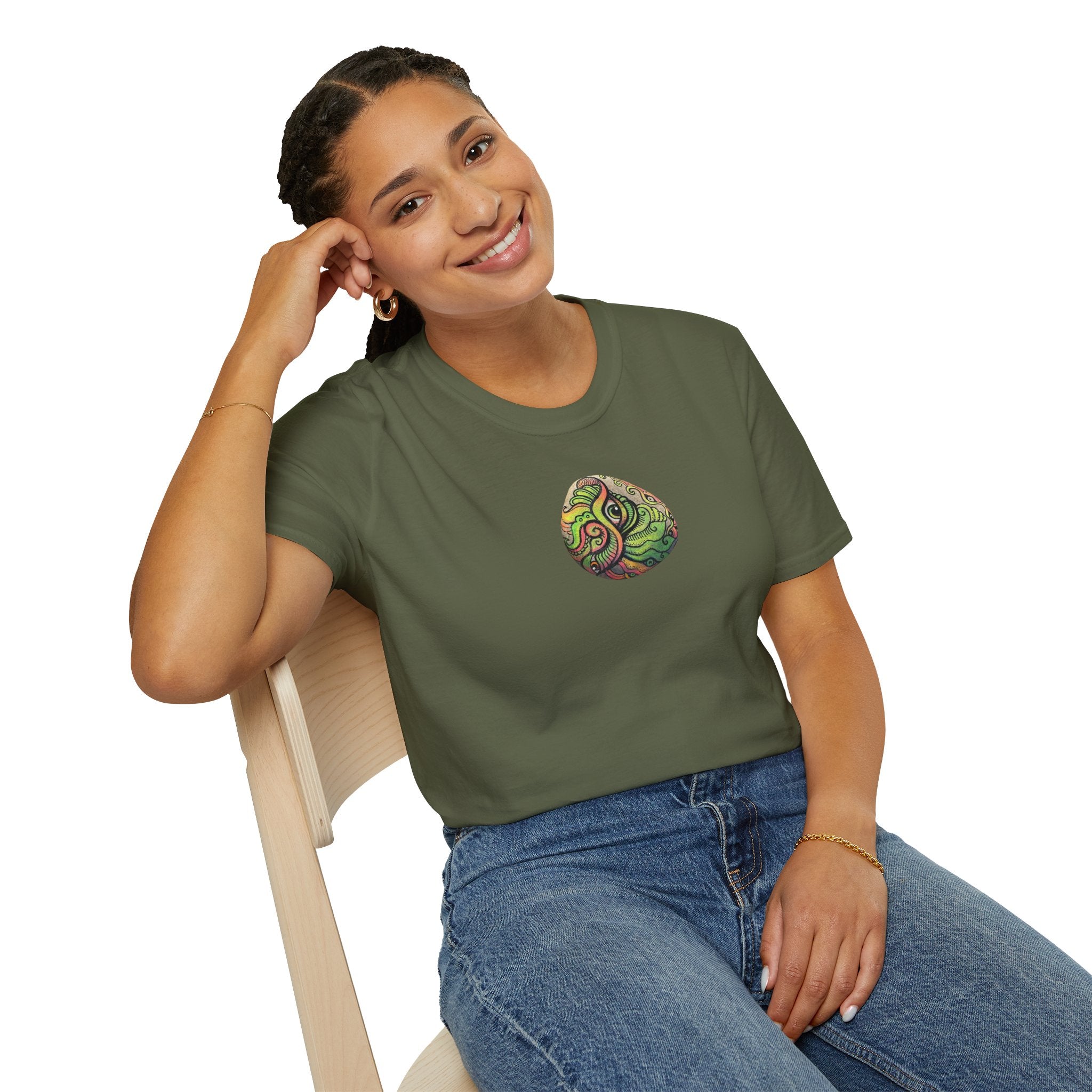 Psychedelic Green Mandala T-Shirt — Abstract Tribal Circle Art Tee #h84210