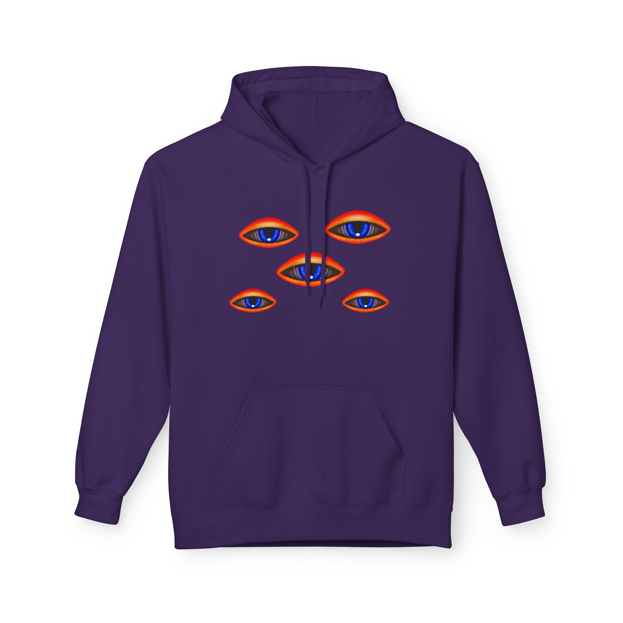 Psychedelic Third-Eye Heart Hoodie | Surreal Eye Motif, Flame Crown