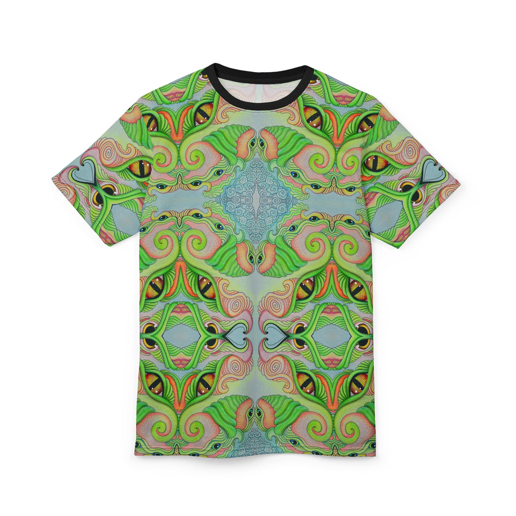 Psychedelic Green Kaleidoscope Tee — All-Over Print Cut & Sew Shirt #gf8754