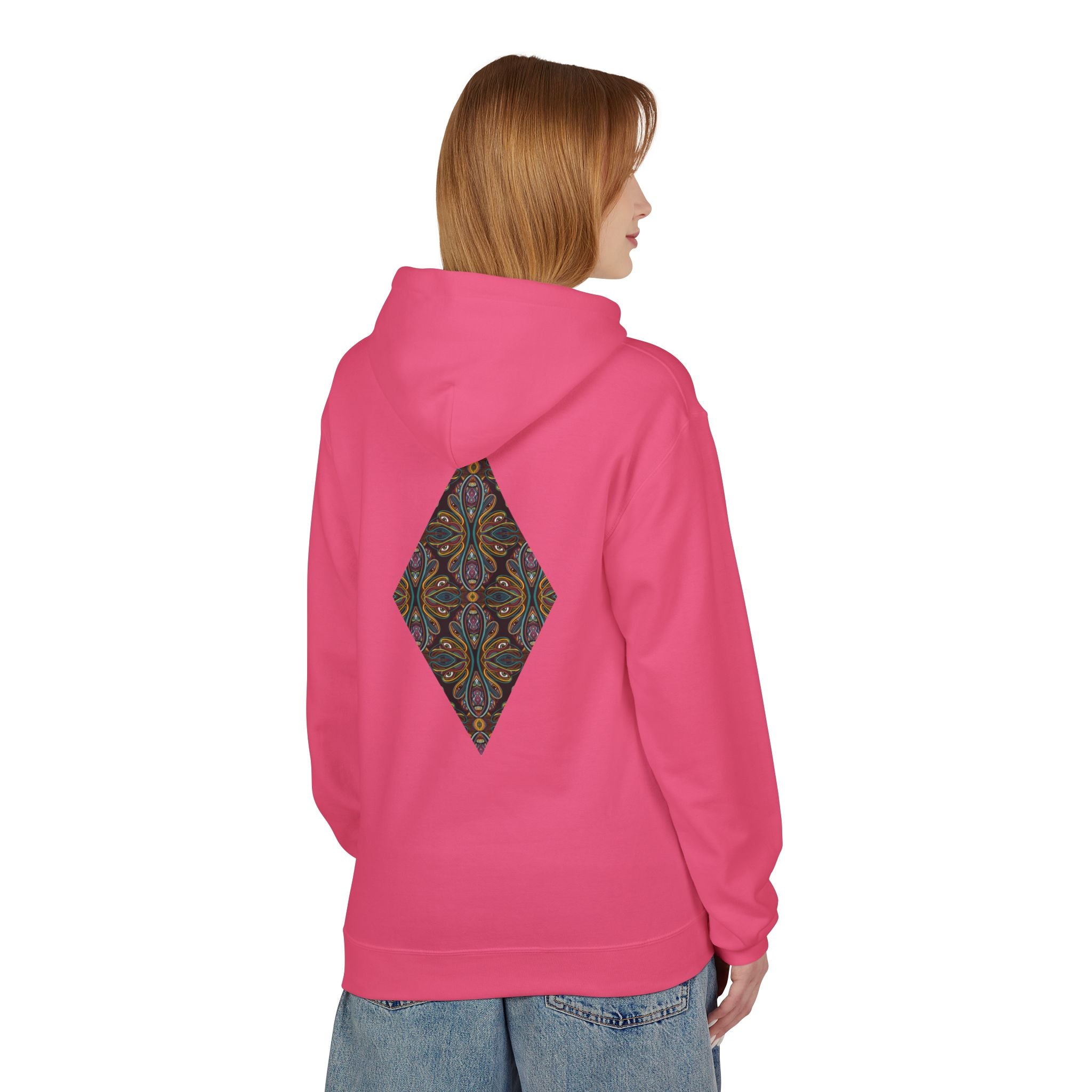 Geometric Mosaic Triangle Hoodie — Decorative Pattern Pullover #i865678