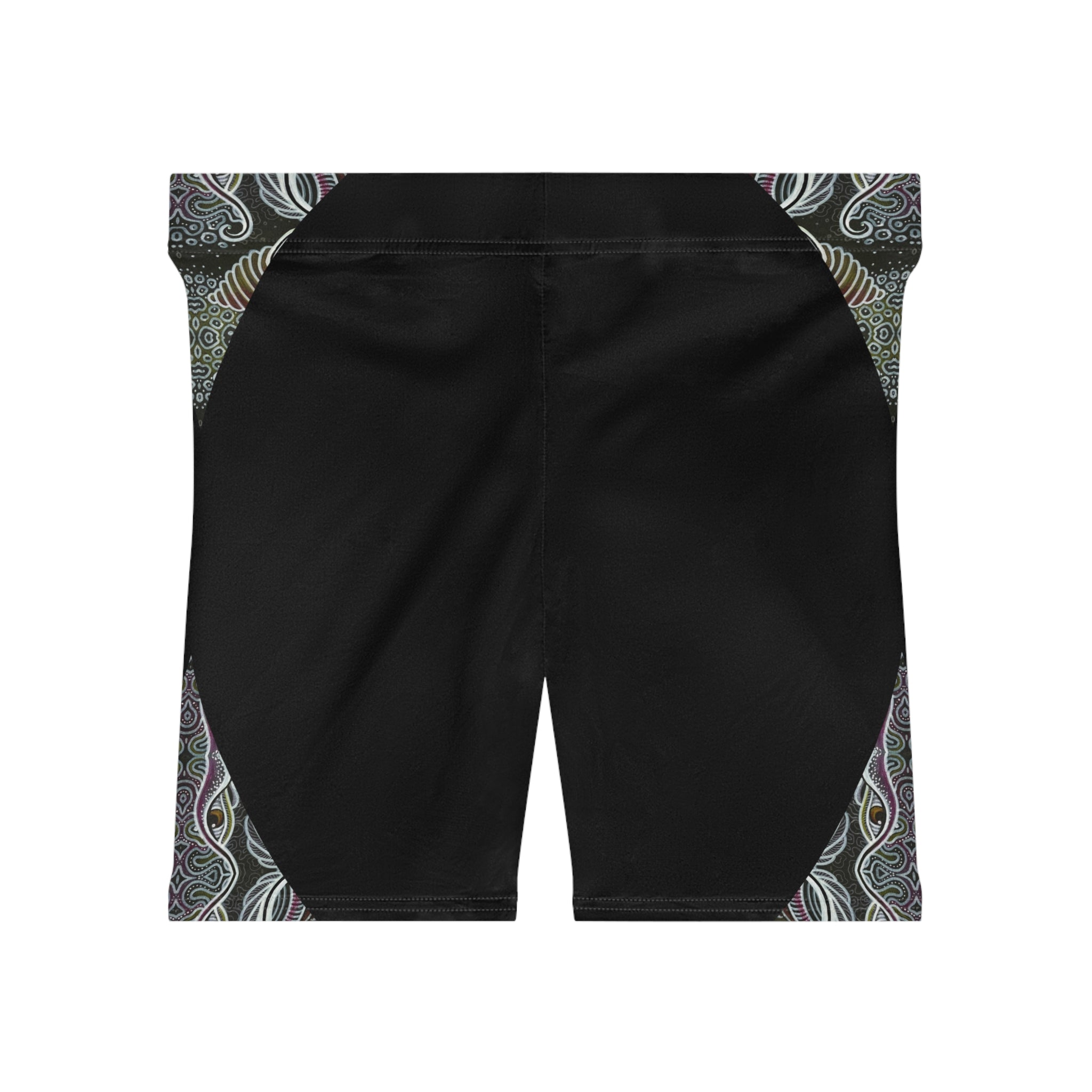 Black Paisley Accent Biker Shorts — Women's Yoga & Activewear #wa6218
