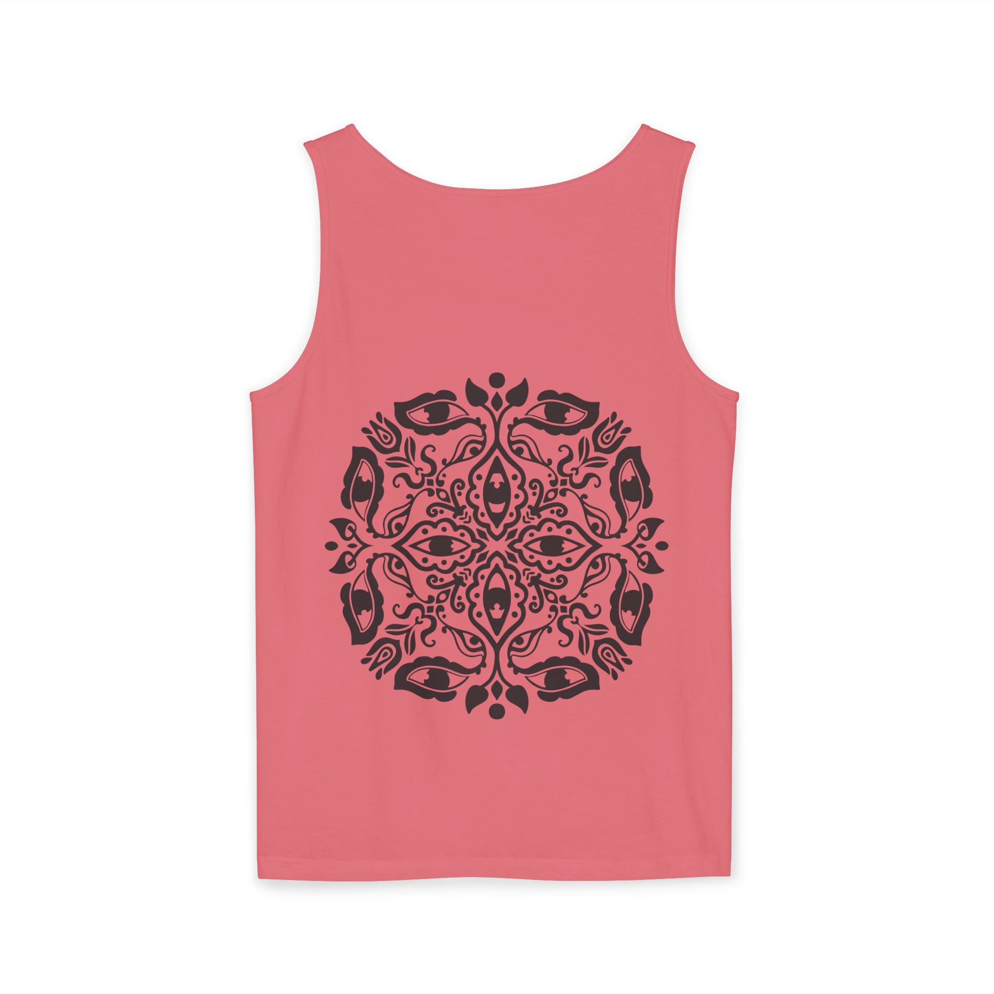 Boho Mandala Tank Top — Black Floral Circular Graphic Tank #fr3