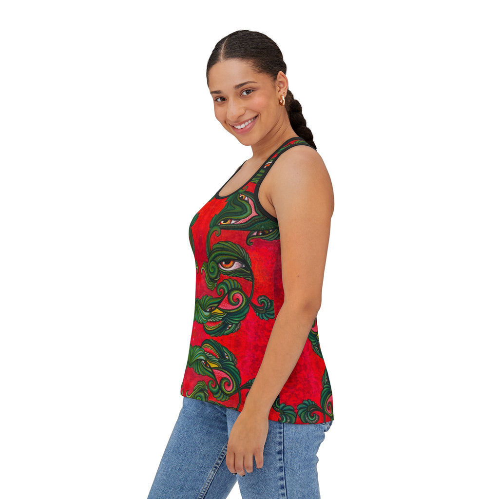 Women's Tank Top — Festive Green Swirl Face All-Over Print #jf88332