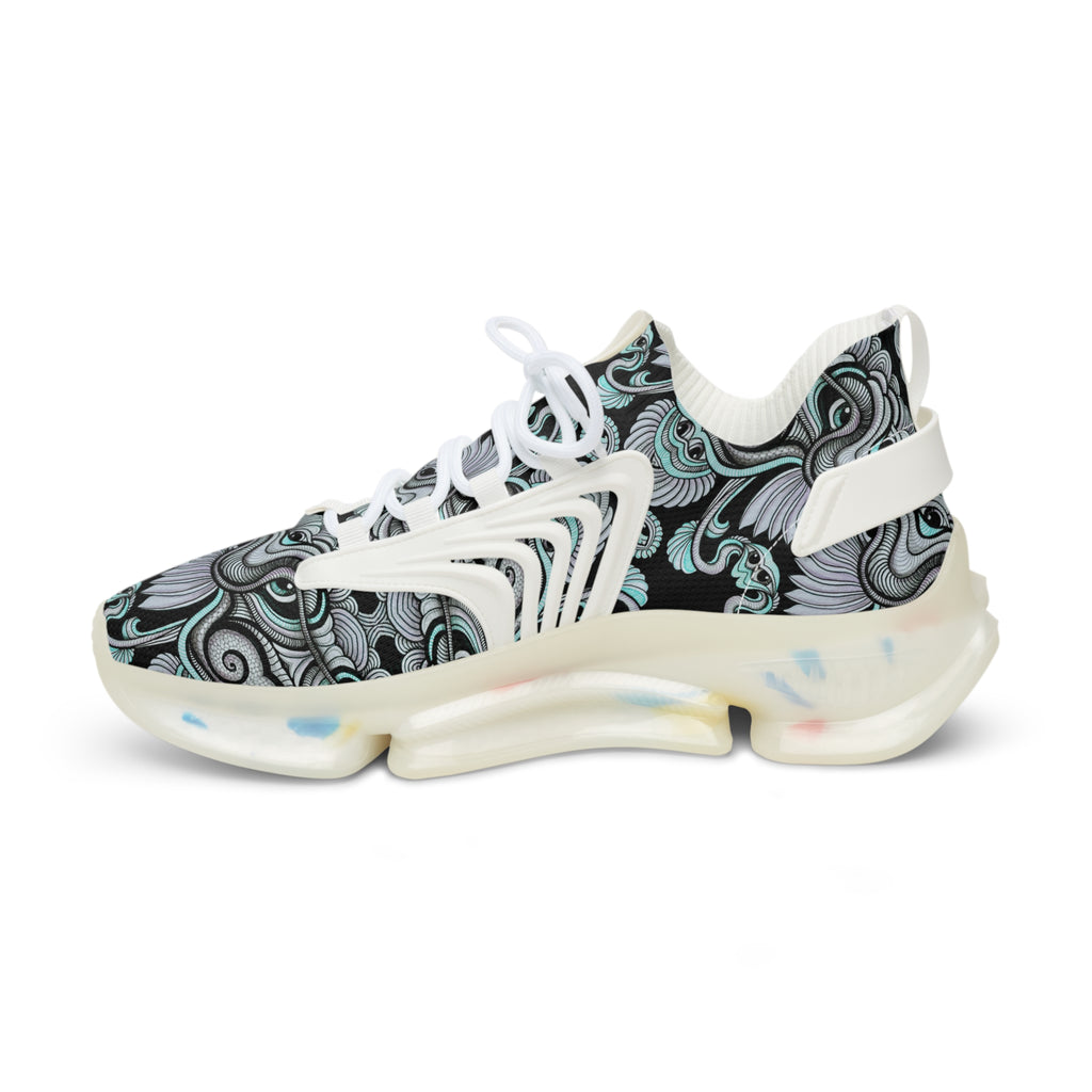 Men's Mesh Sneakers — Abstract Swirl Pattern Athletic Shoes #jf9765