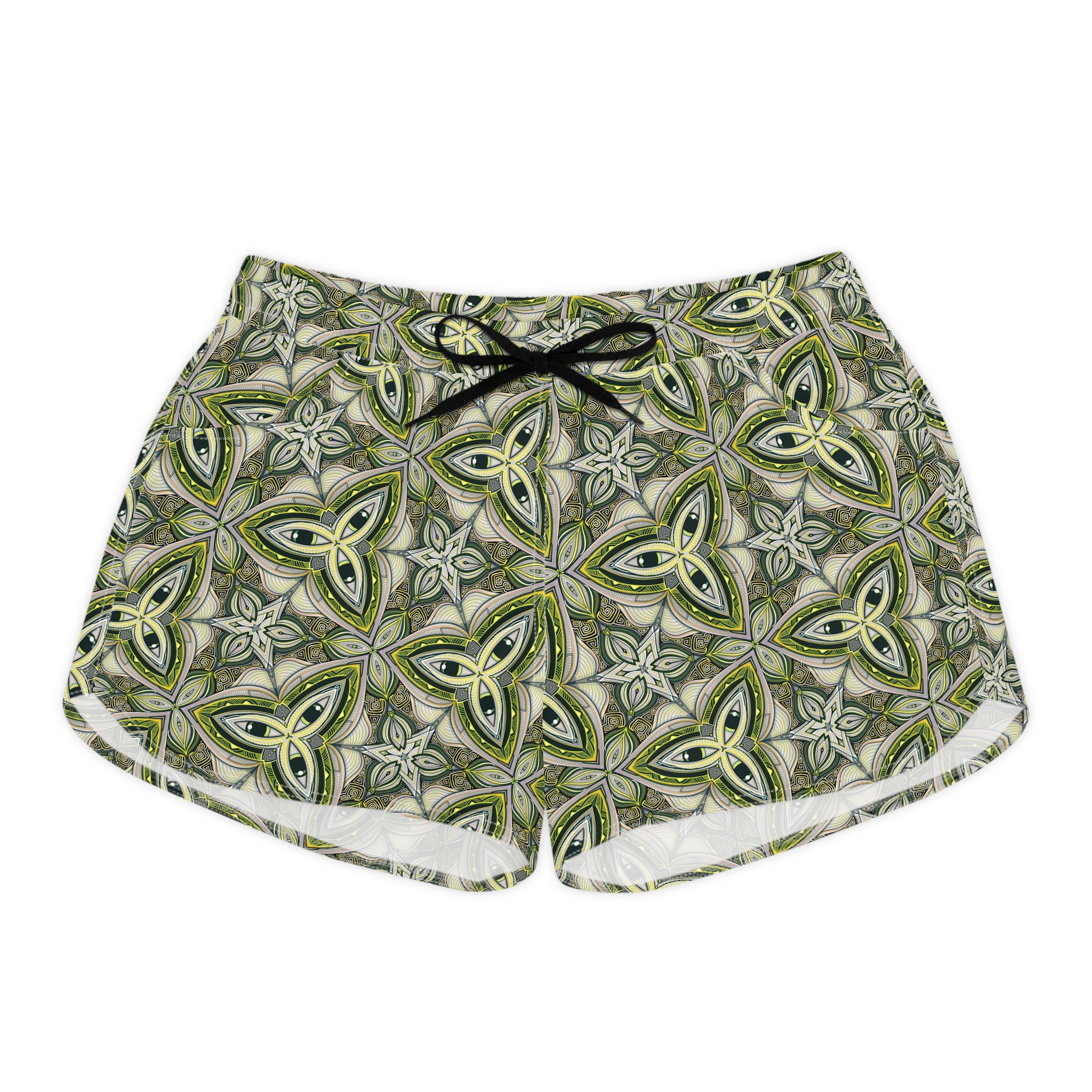 Green Celtic Tile Women's Casual Shorts — Boho Kaleidoscope AOP Lounge Shorts #gda9842