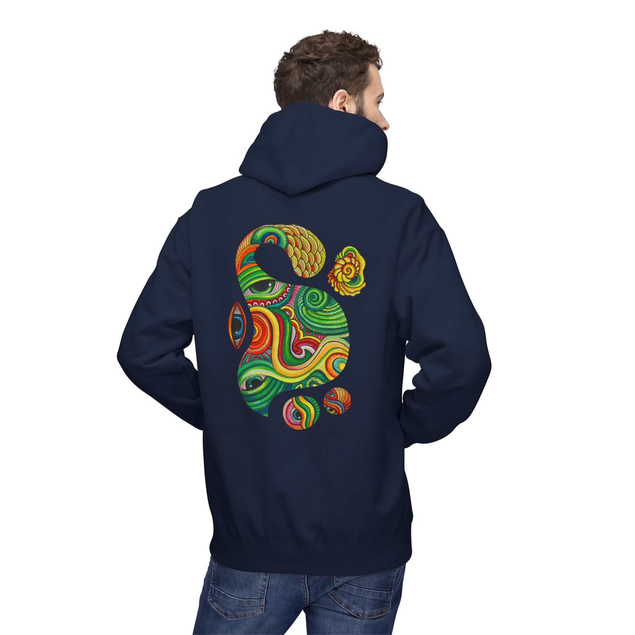 Psychedelic Swirl Hoodie — Colorful Abstract Apple Graphic #j64298