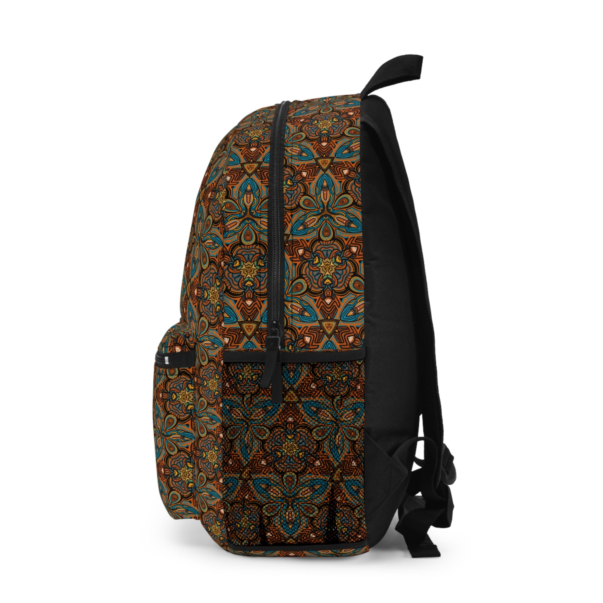 Boho Vintage Tile Backpack — Earthy Floral Geometric School & Travel Bag #tb6