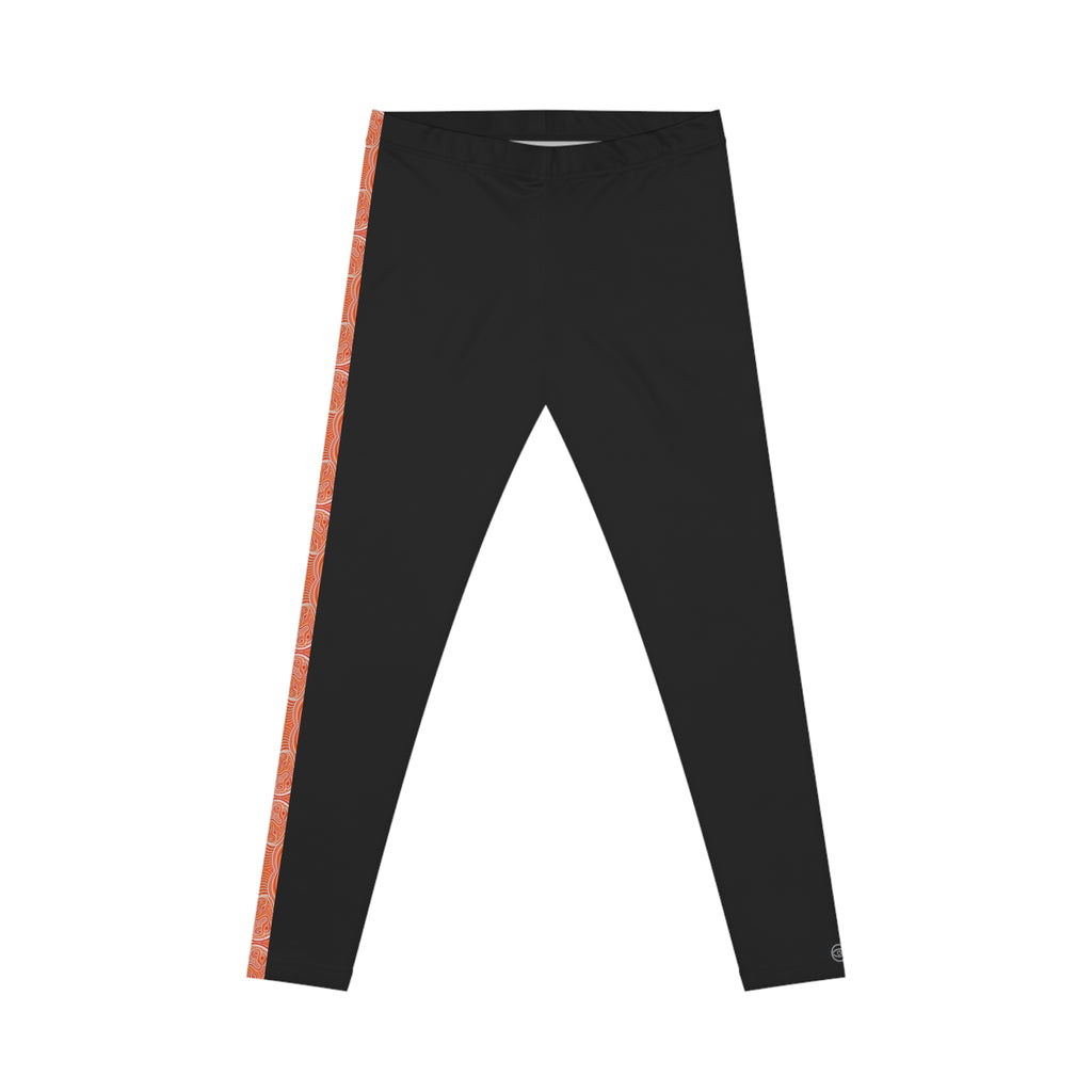 Black Side-Stripe Leggings — Slim Fit Women's Casual Activewear #h9869