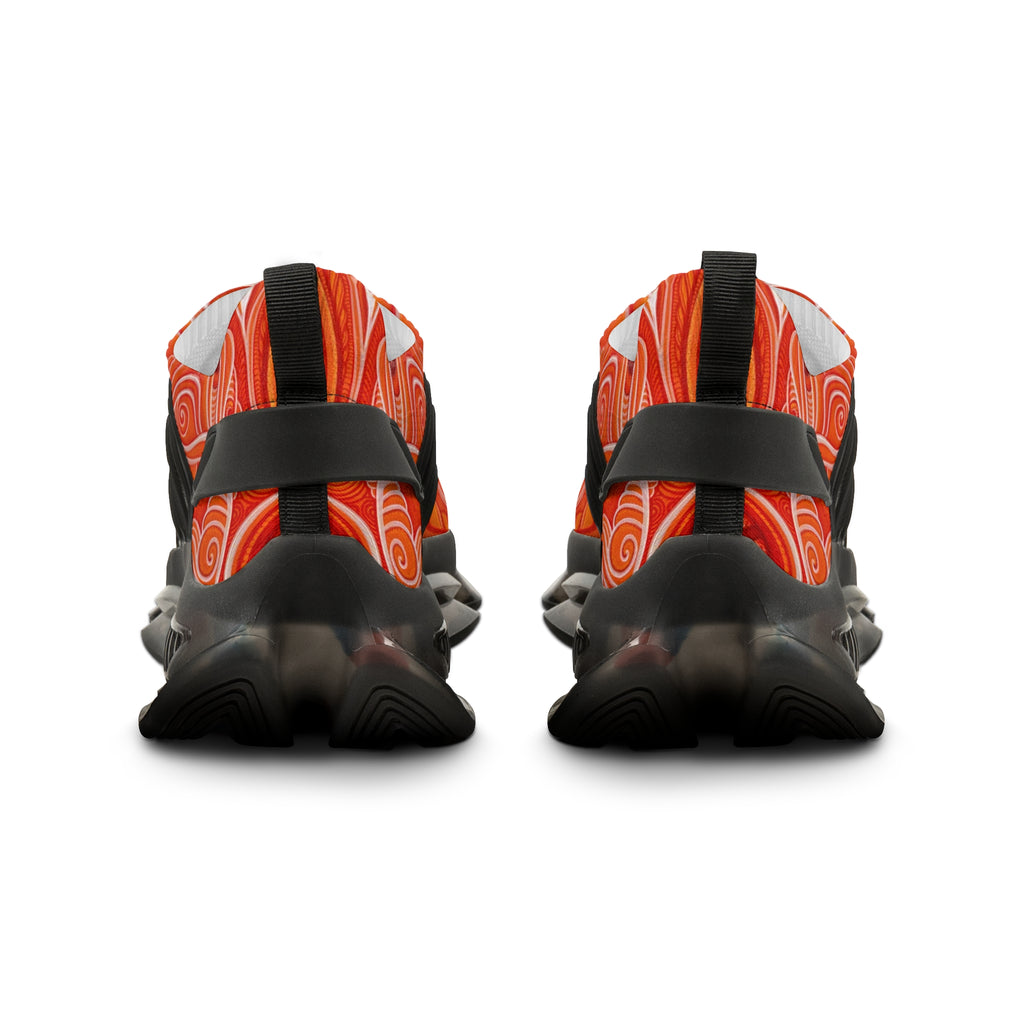 Men's Orange Swirl Mesh Sneakers – Lightweight Athletic Shoes #h974689