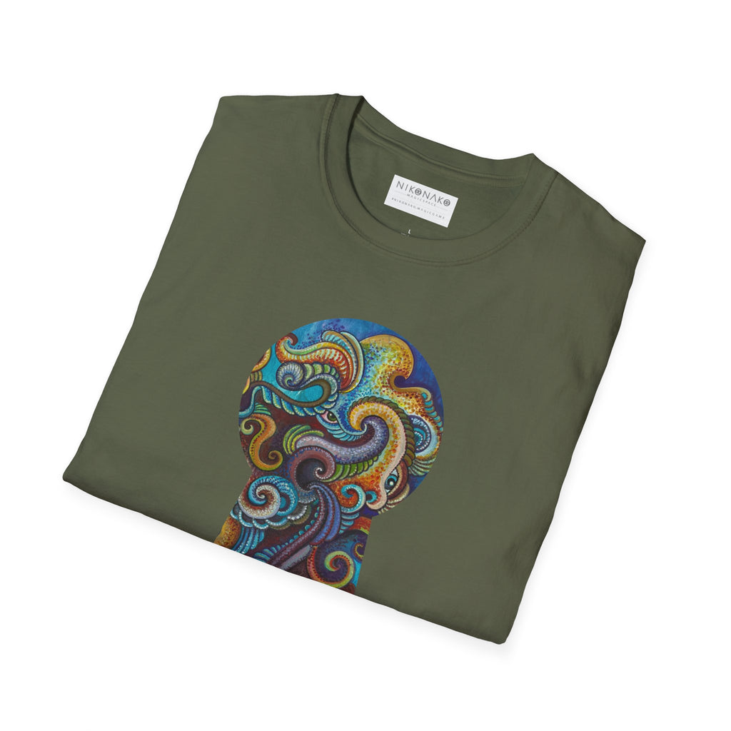 Psychedelic Keyhole T-Shirt — Colorful Swirl Art Tee #tsc8765