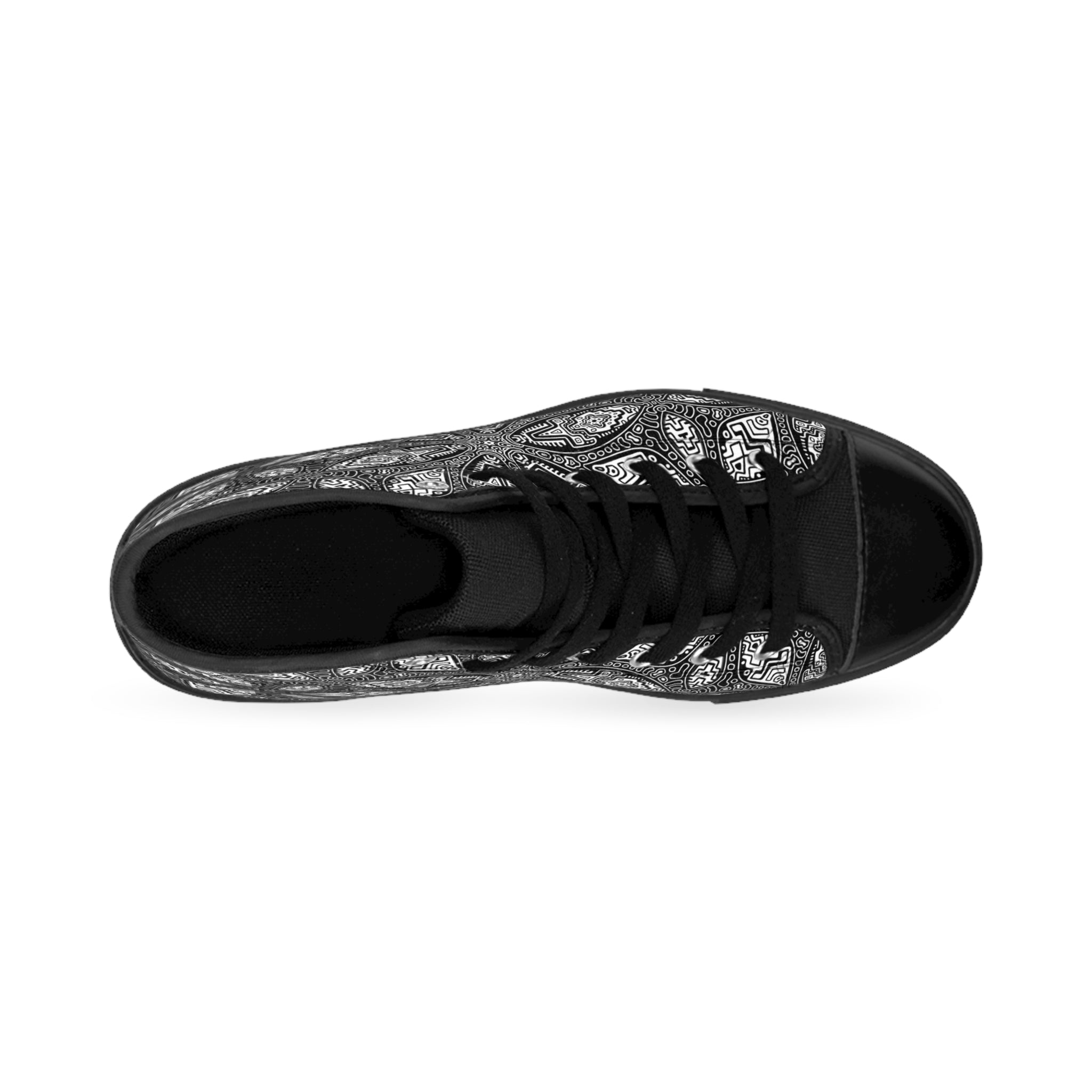 High-Top Sneakers — Monochrome Kaleidoscope Pattern #gds6308