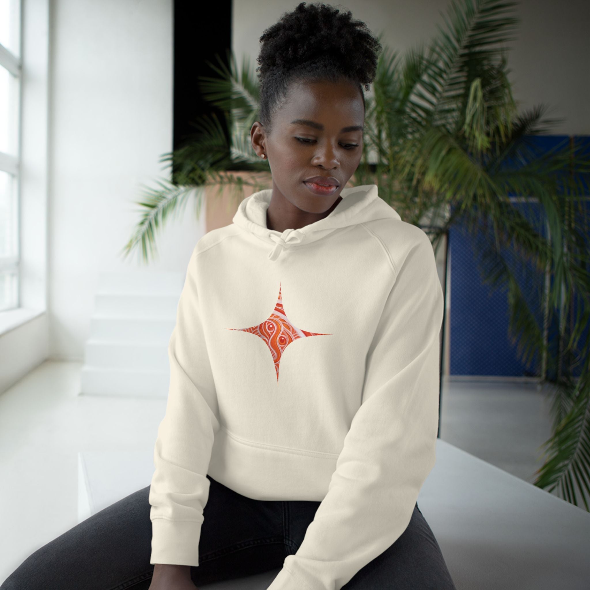 Keyhole & Diamond Pattern Hoodie — Abstract Red Paisley Graphic #yh099879