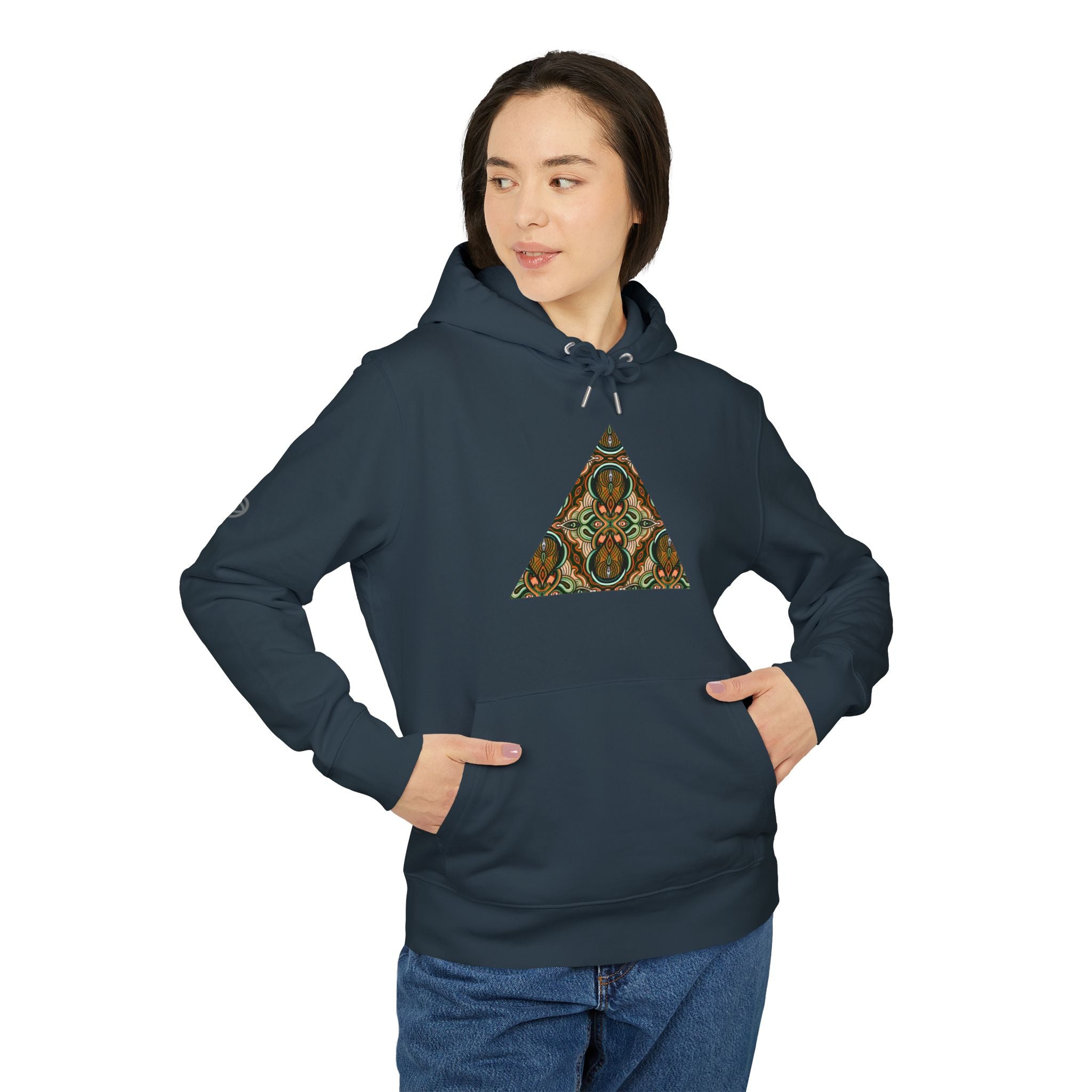 Geometric Tribal Pattern Hoodie — Earth Tone Triangle & Circle Art Sweatshirt #eh2
