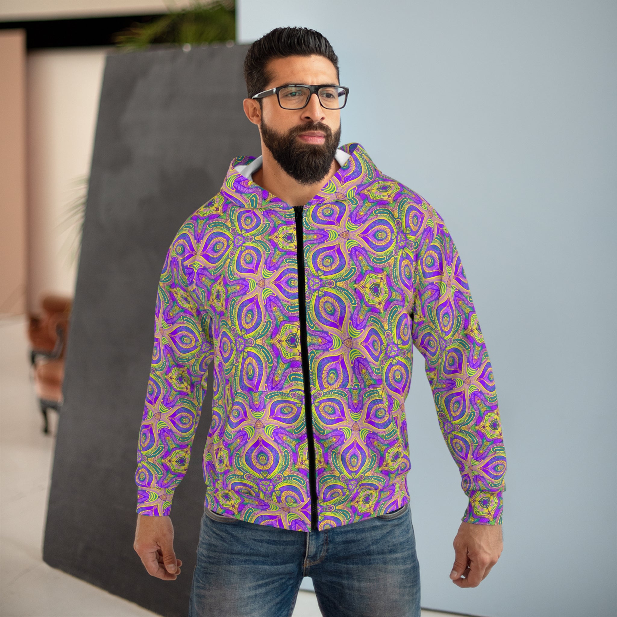 Psychedelic Kaleidoscope Zip Hoodie #f145435