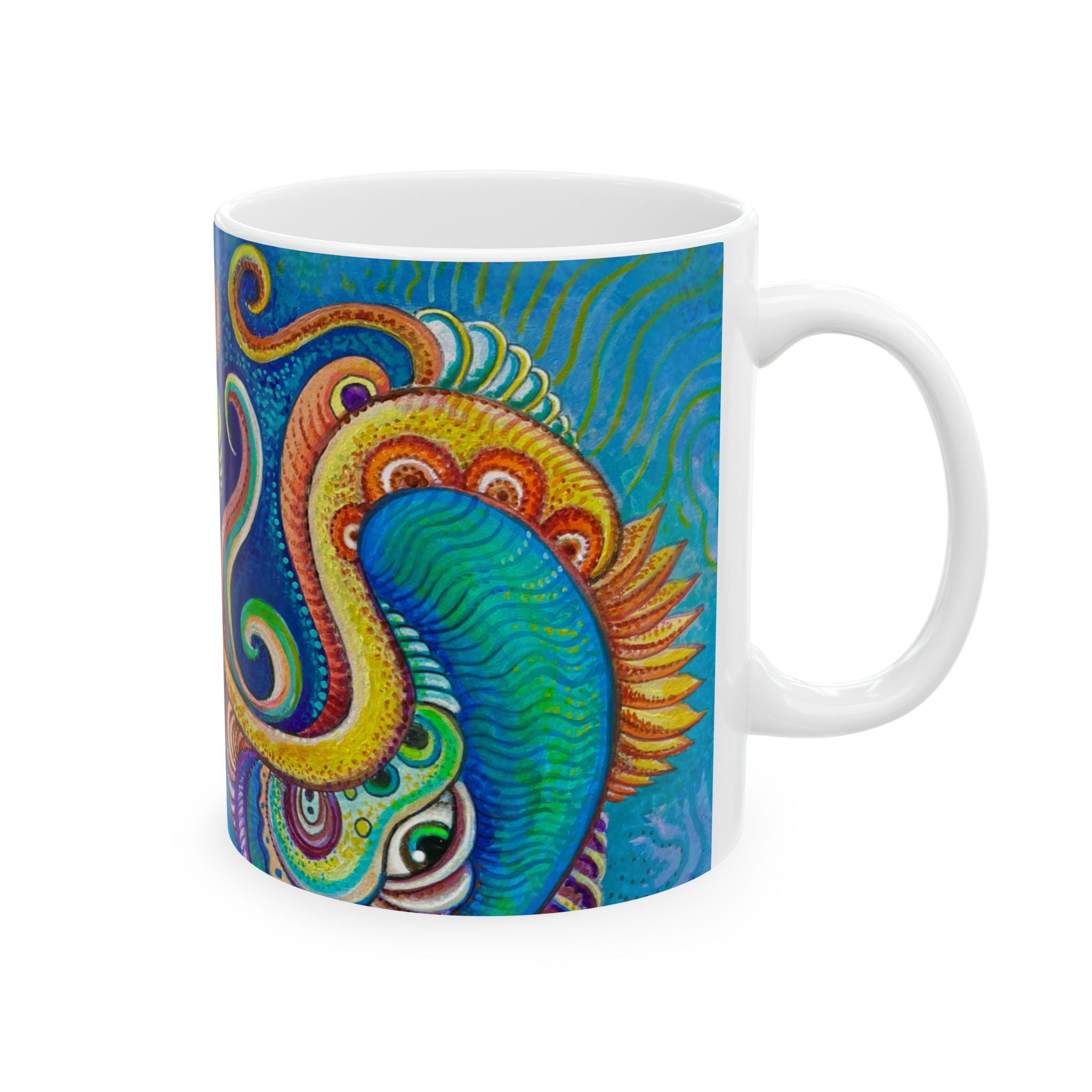 Colorful Abstract Octopus Mug | Vibrant Swirl Sea Life Ceramic Mug