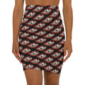 Eye Pattern Pencil Skirt — Red & Black All-Over Print #da456