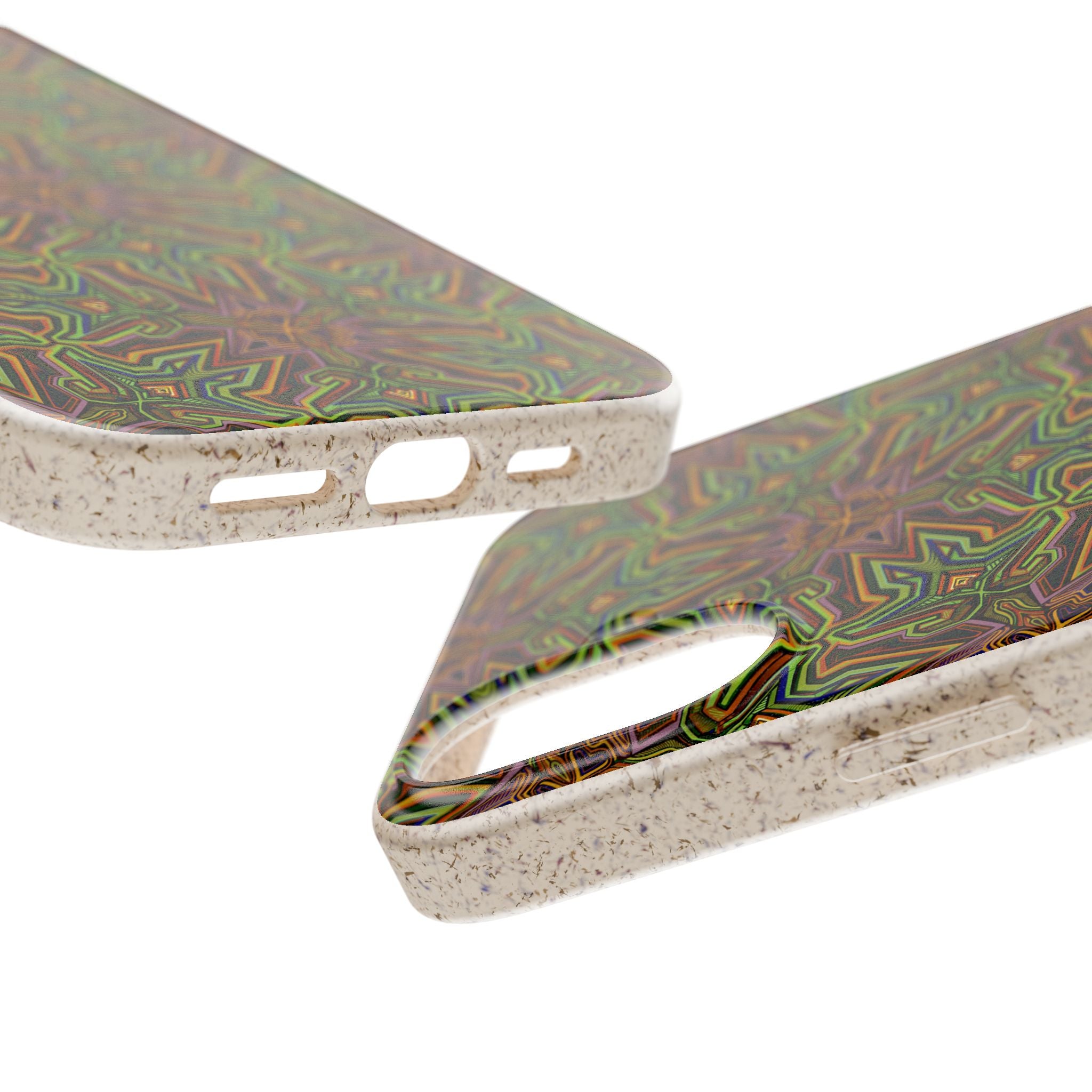 Biodegradable Phone Case — Earthy Green Kaleidoscope Pattern #c3