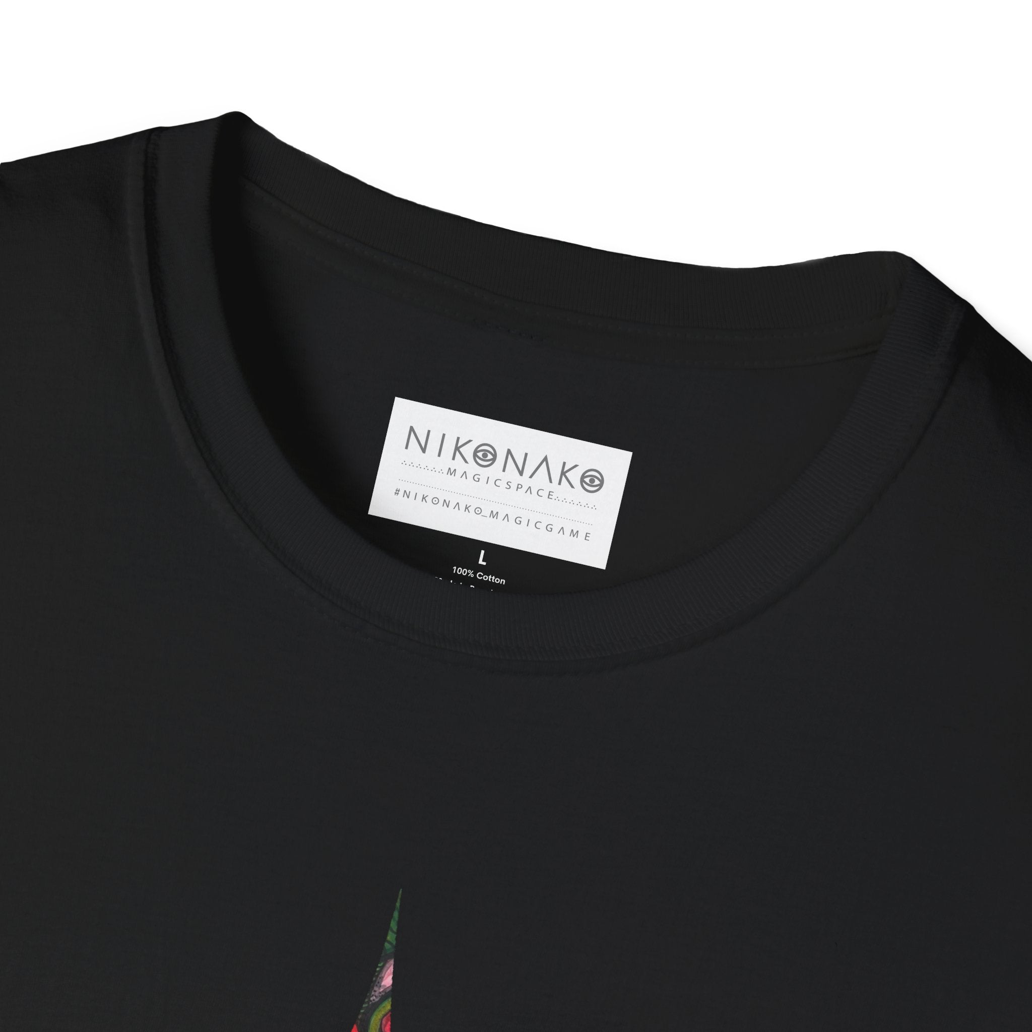 Geometric Tribal Eye Tee — Abstract Red & Green Triangle Graphic T-Shirt #sx432177