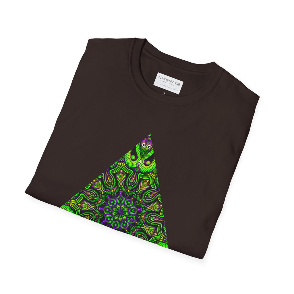 Green Mandala Triangle T-Shirt – Psychedelic Geometric Art Tee # kh9732