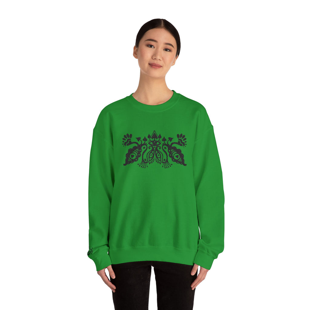 Black Paisley Floral Motif Sweatshirt | Crewneck
