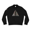 Women’s Black Bomber Jacket with Geometric Tribal Triangle Print #wbb215