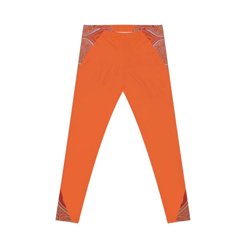 Orange Paisley Accent Leggings — Women’s Casual High-Waist AOP Leggings #k00663