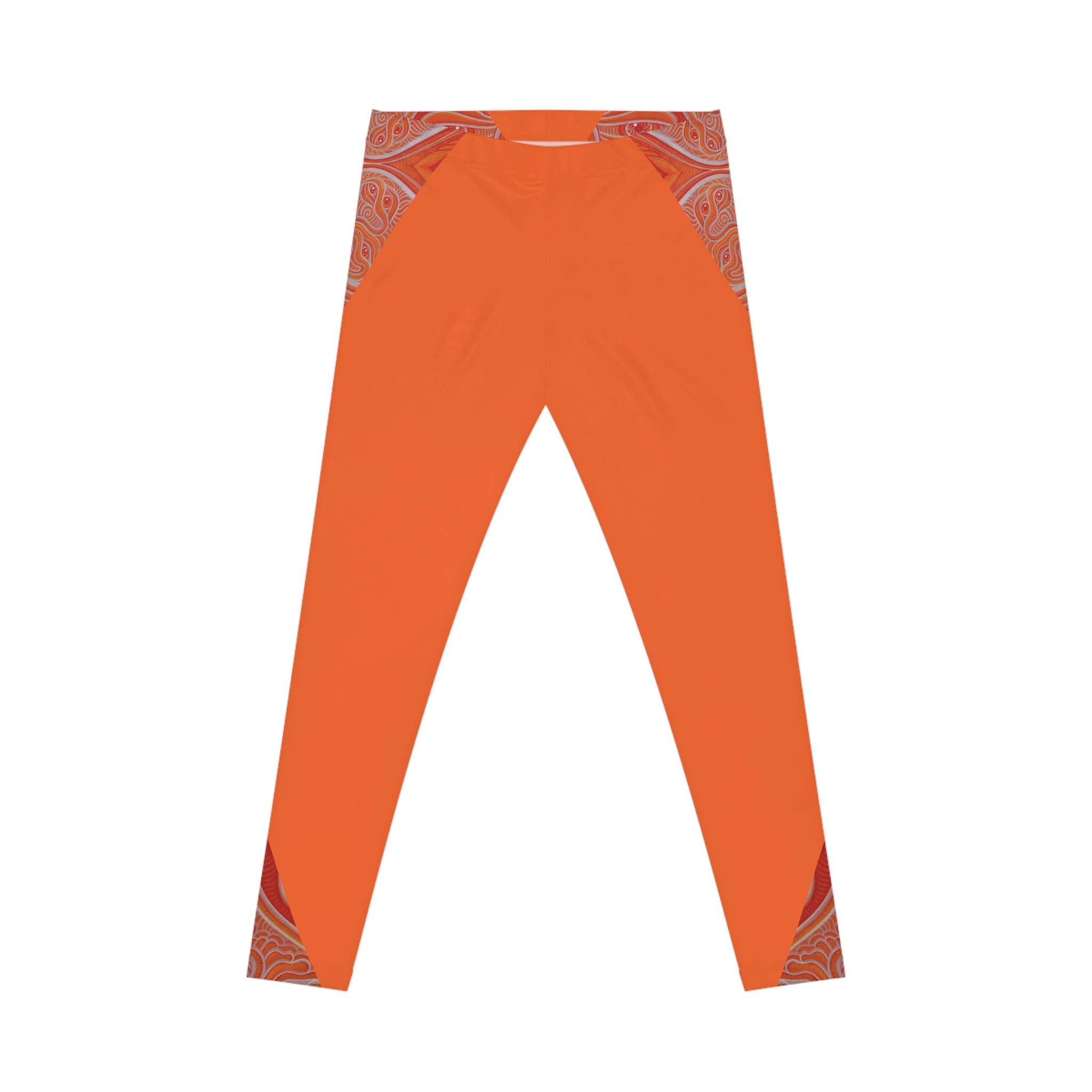Orange Paisley Accent Leggings — Women’s Casual High-Waist AOP Leggings #k00663