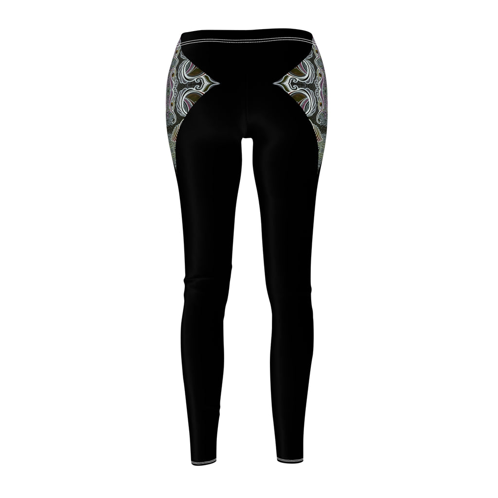 Black Slim Leggings with Subtle Marble Accent — Women’s Casual AOP Leggings #sl5987