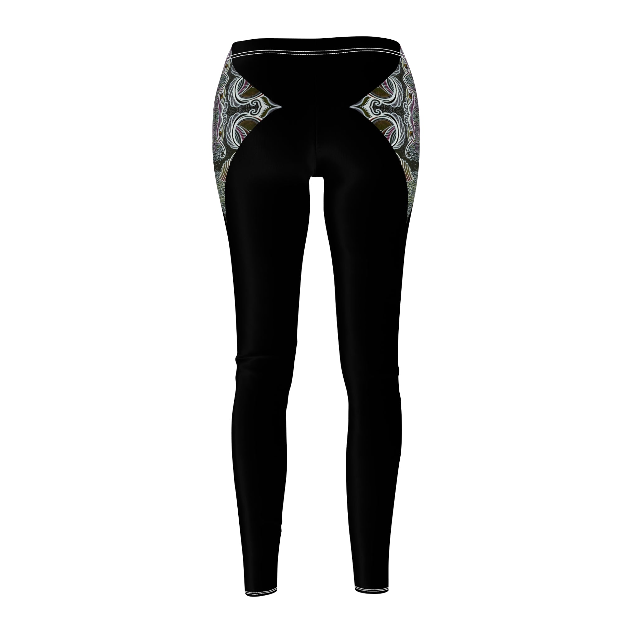 Black Slim Leggings with Subtle Marble Accent — Women’s Casual AOP Leggings #sl5987