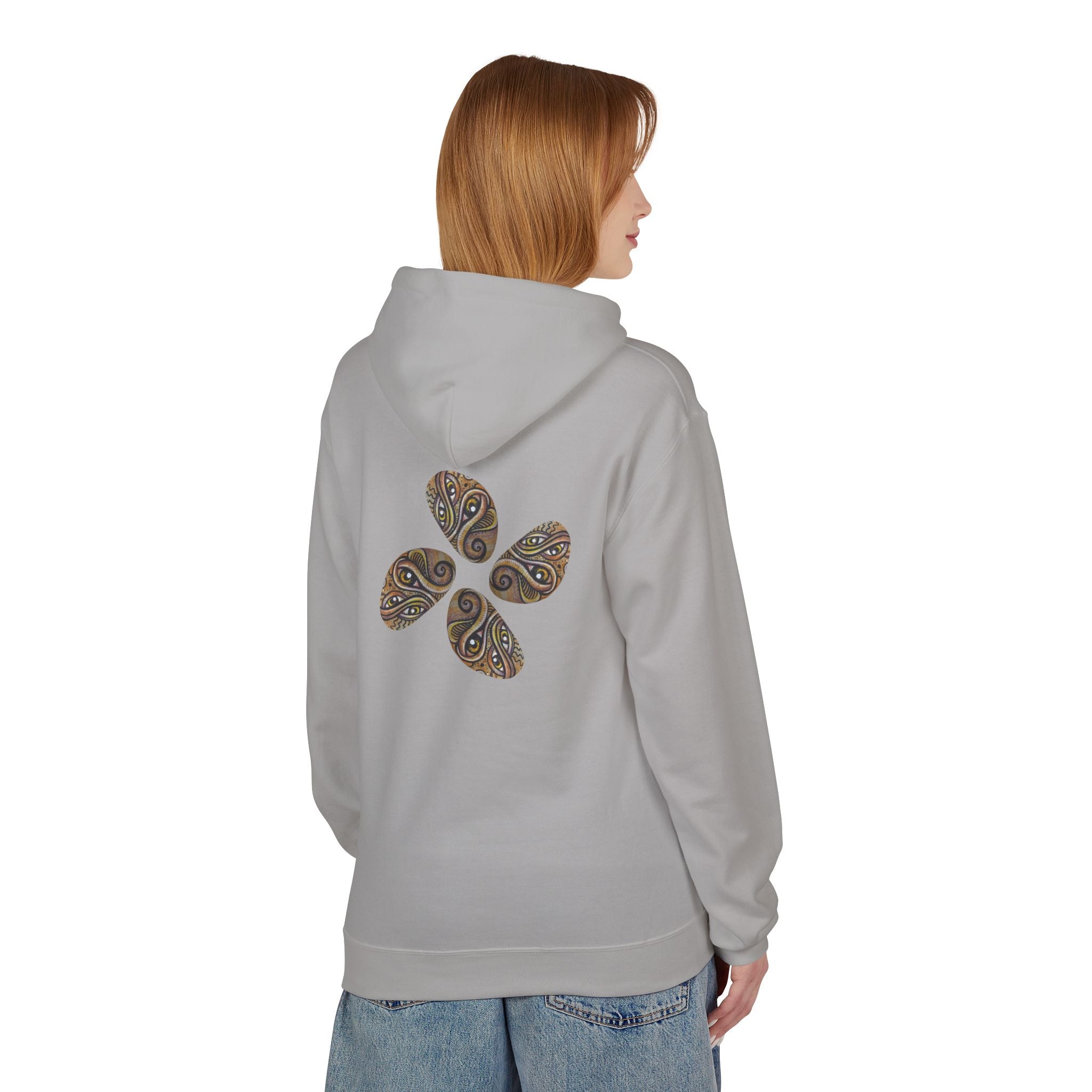 Leaf Pattern Hoodie — Boho Tribal Feather Design Pullover #f8635678
