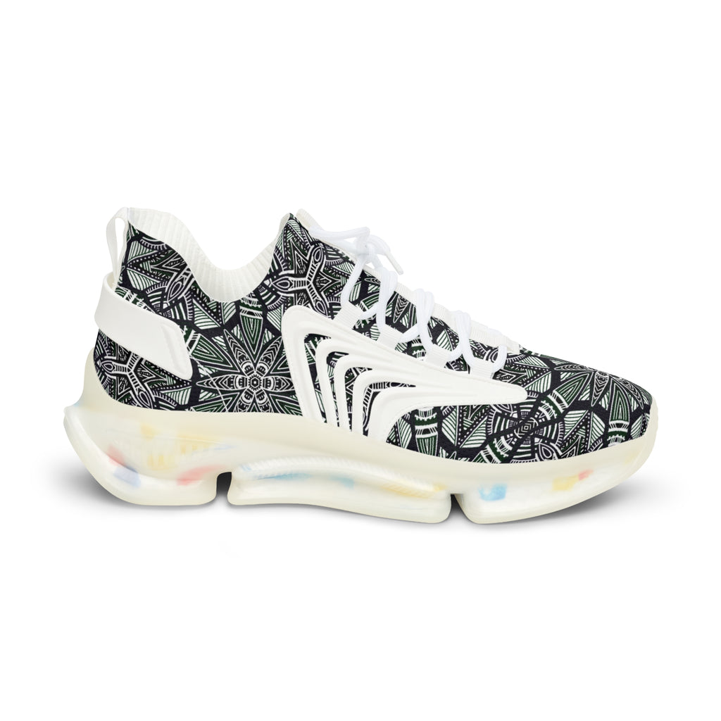 Men's Mesh Sneakers — Green Geometric Athletic Shoes #h08657