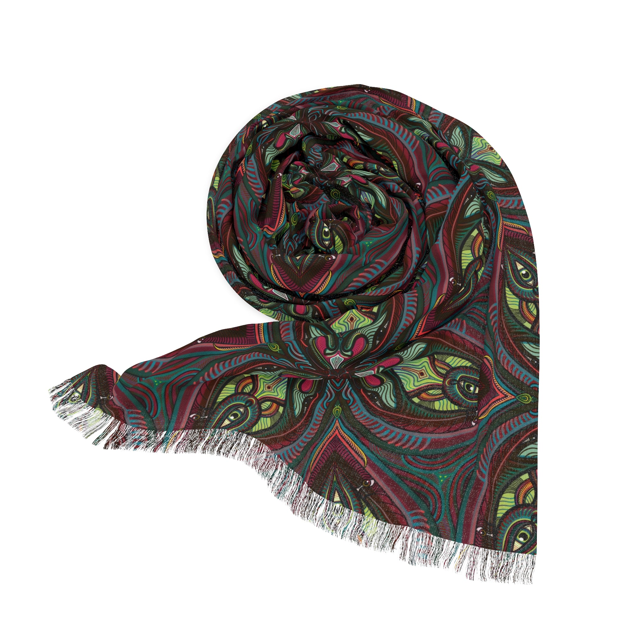 Bohemian Kaleidoscope Light Scarf — Floral Geometric Patterned Wrap #uw2287