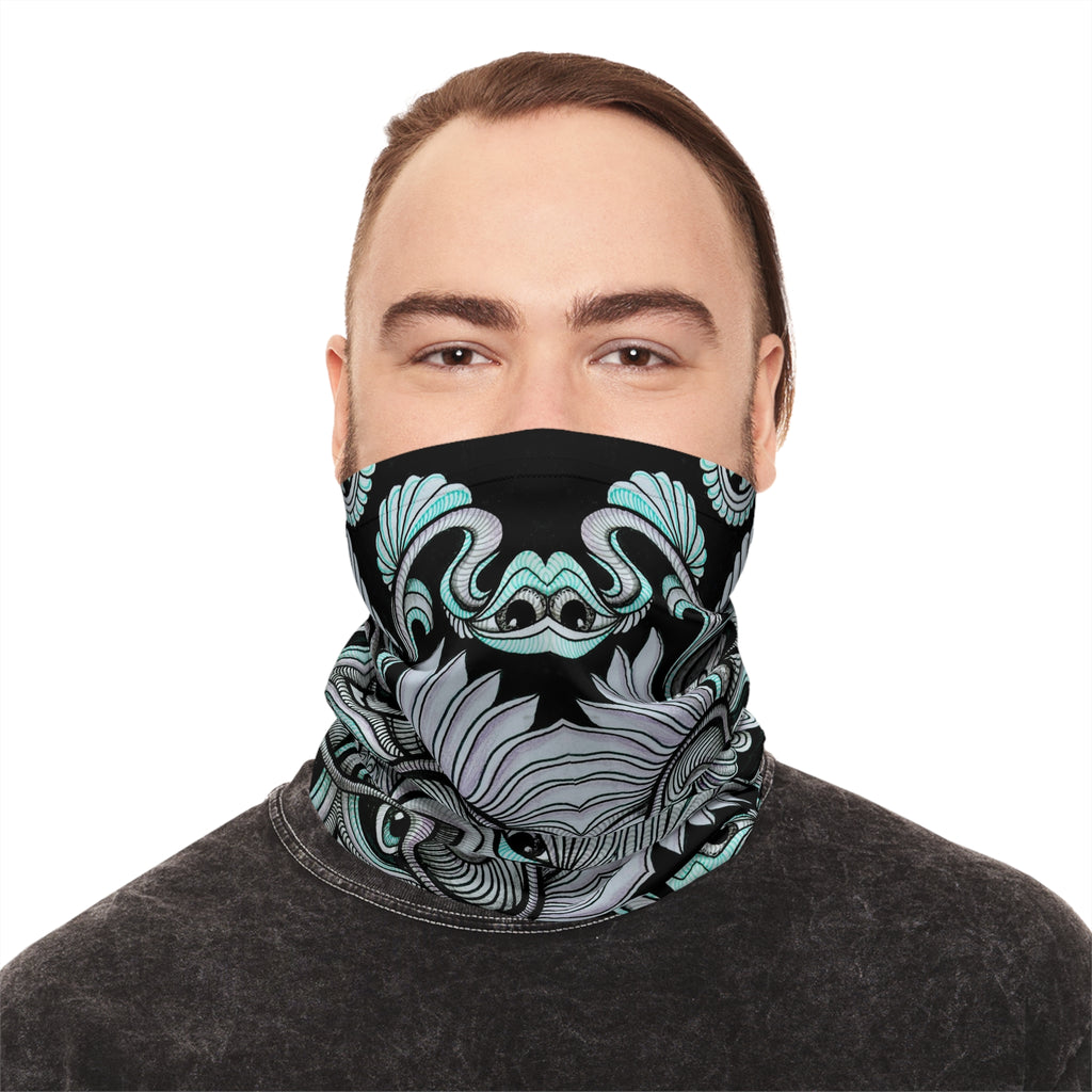 Neck Gaiter — Retro Floral Geometric Pattern in Lavender & Peach