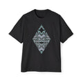 Men's Oversized Tee — Geometric Wave Pattern Diamond & Back Panel Graphic #gwp21