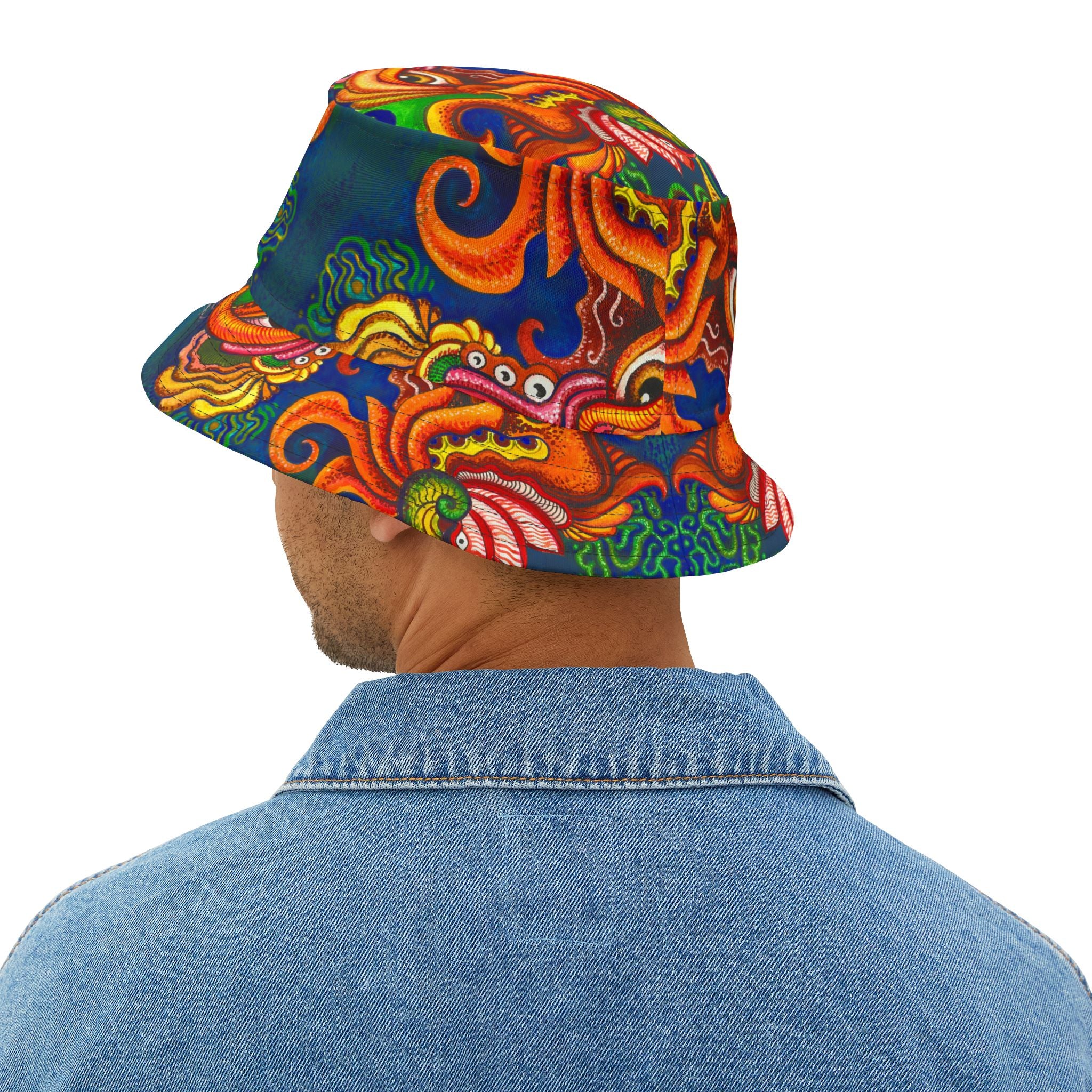 Psychedelic Sea Monster Bucket Hat — Vibrant Octopus Print AOP #bh21