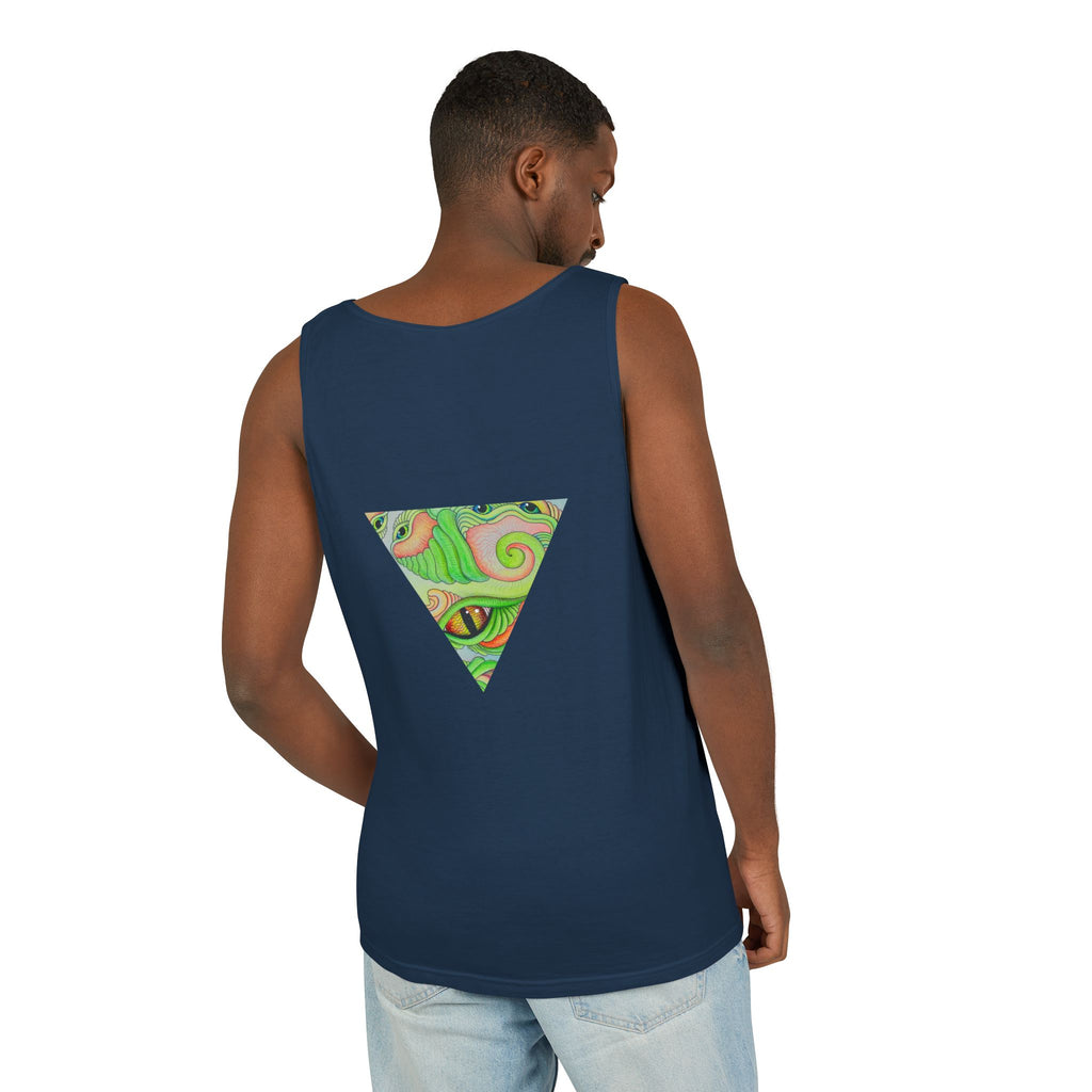 Psychedelic Triangle Tank Top — Green Swirl Eye Graphic #hg772225566