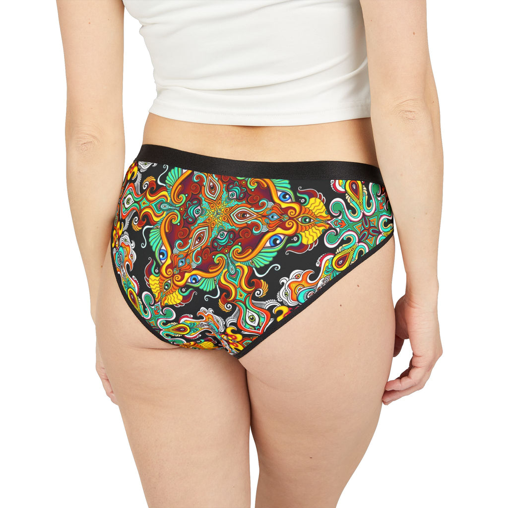 Psychedelic Floral Bikini Briefs — Colorful Boho Women's Underwear #bb4