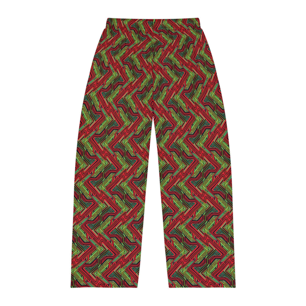 Men's Holiday Plaid Pajama Pants — Red & Green Zigzag All-Over Print #q14