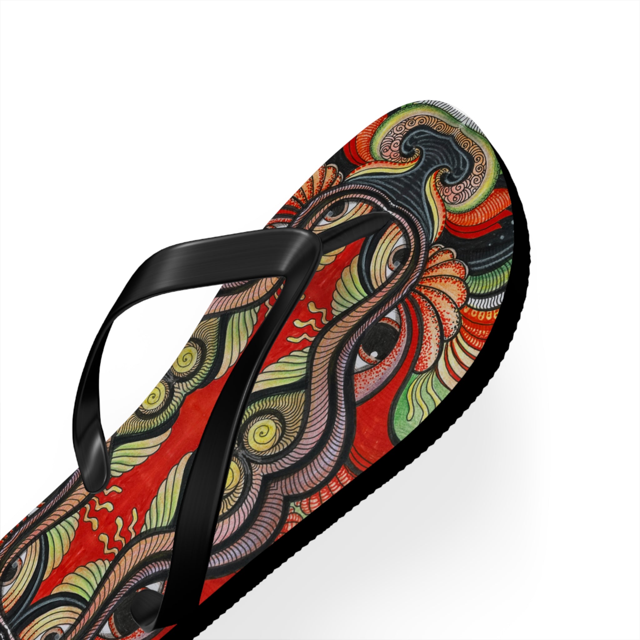 Boho Tribal Floral Flip Flops — Colorful Psychedelic Summer Sandals #f