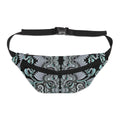 Large Fanny Pack — Black & Teal Ornate Pattern Waist Bag #wp23