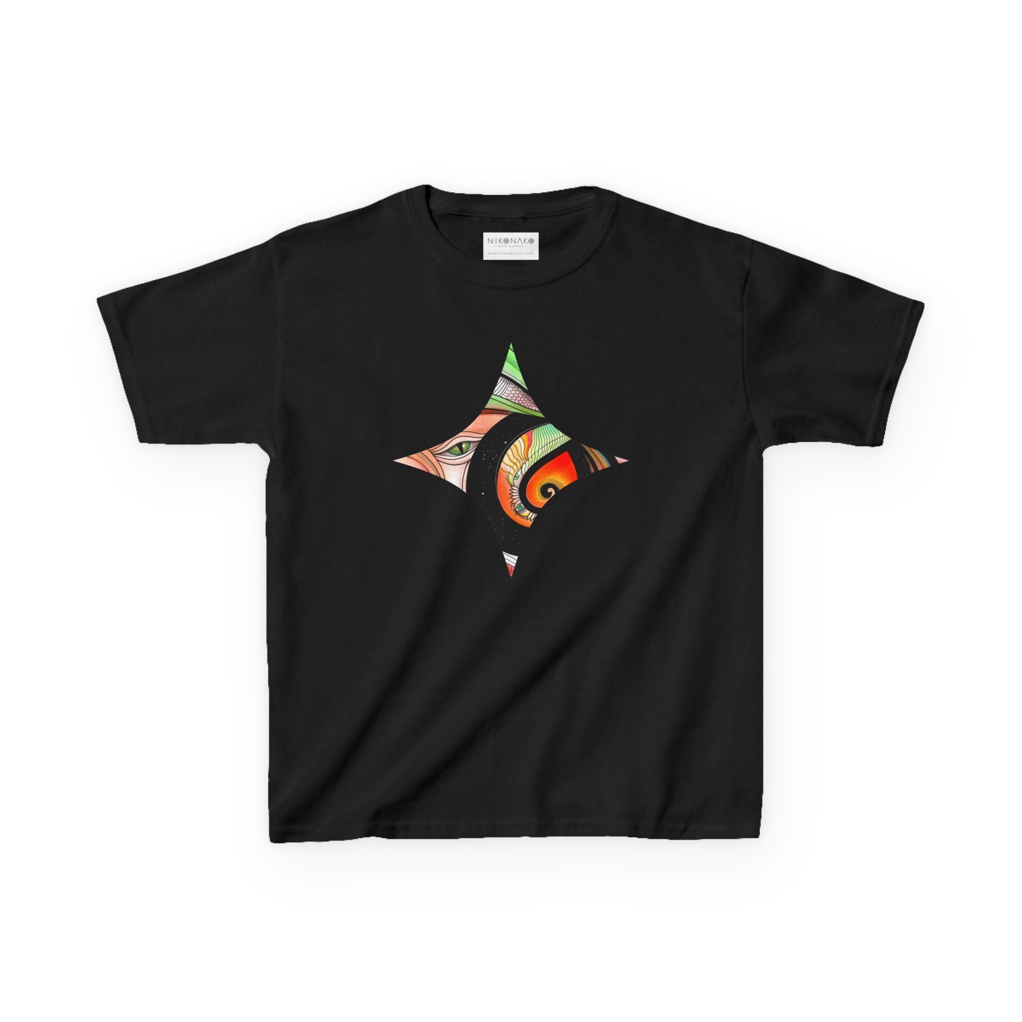 Abstract Eye Pattern Kids Tee | Geometric Star & Triangle Art