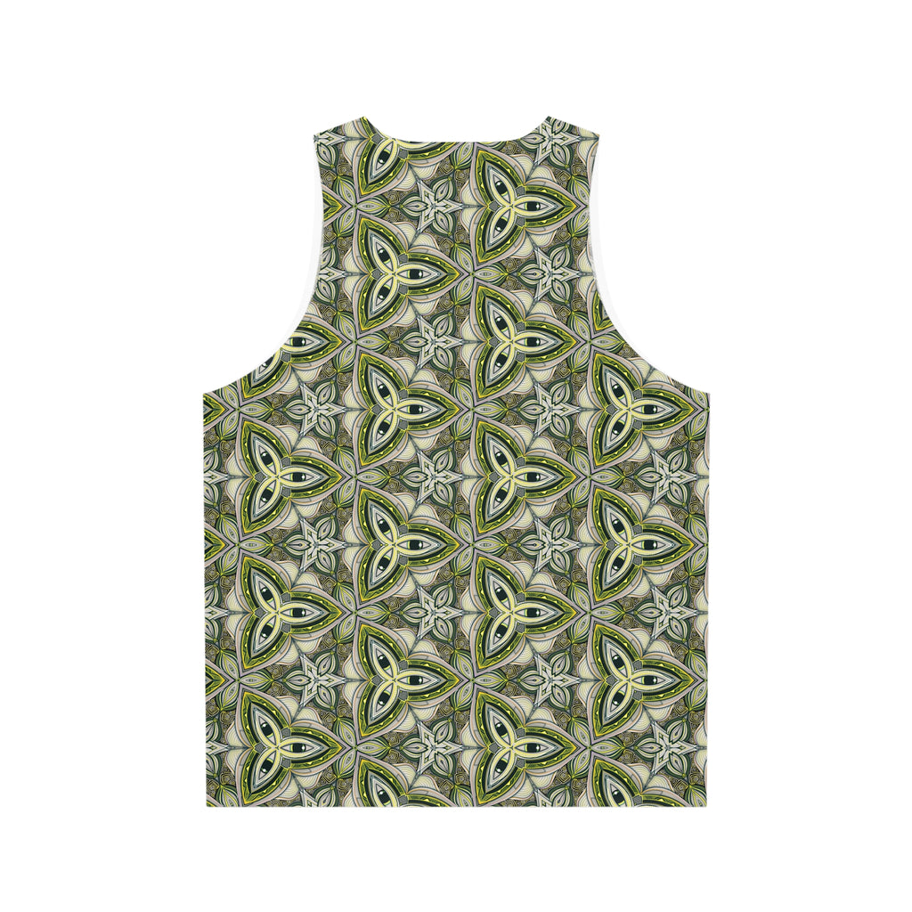 Green Celtic Tile Tank Top — All-Over Printed Geometric Pattern #hf9753