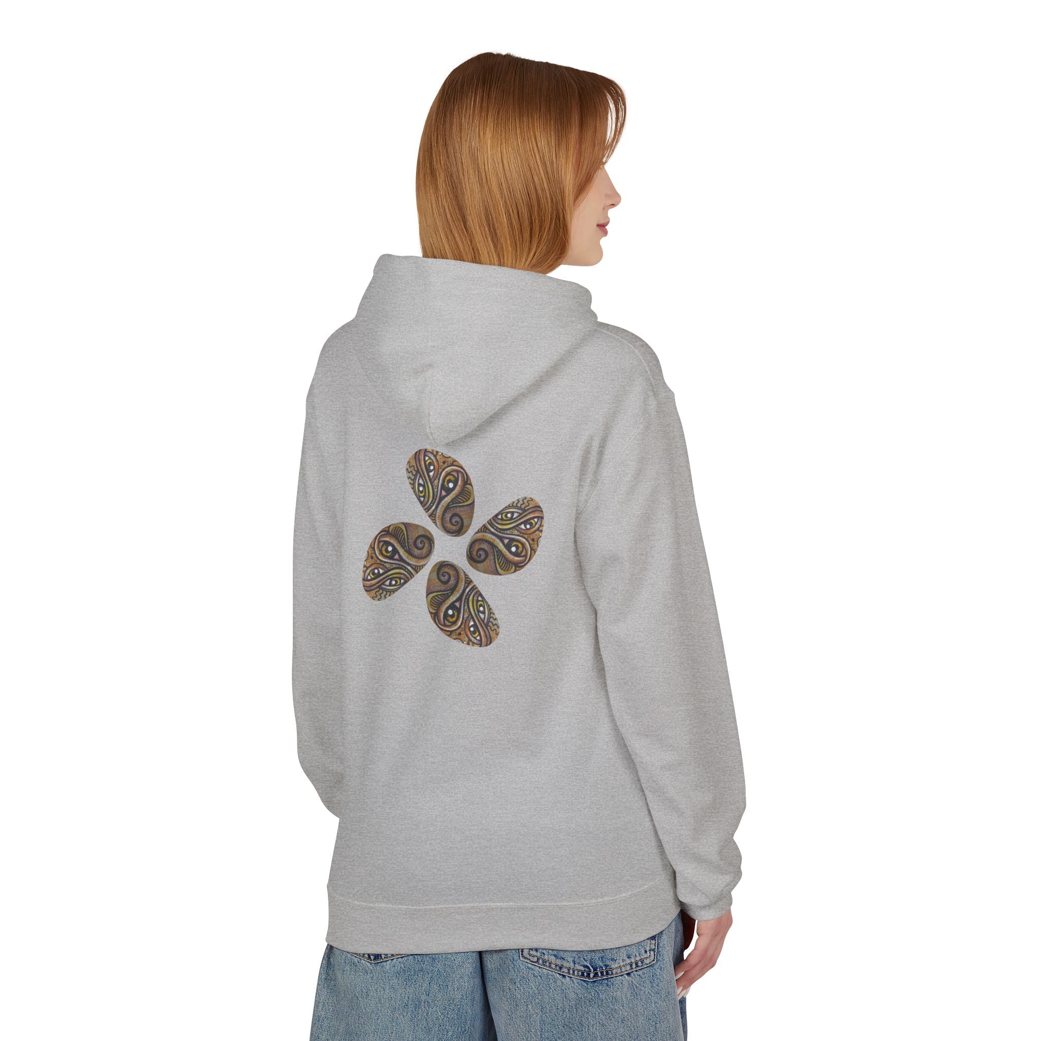 Leaf Pattern Hoodie — Boho Tribal Feather Design Pullover #f8635678
