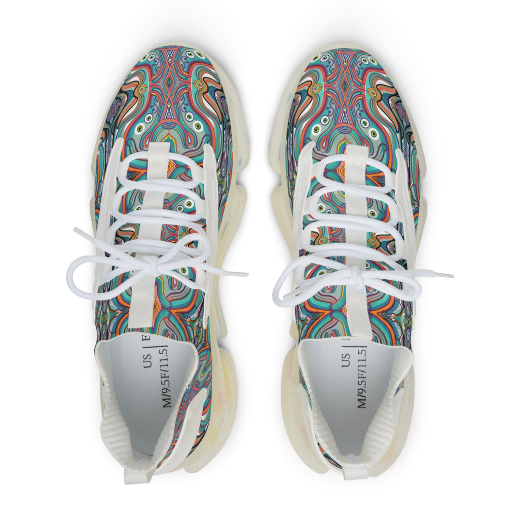 Men's Mesh Sneakers — Colorful Psychedelic Swirl Athletic Shoes #xc46097