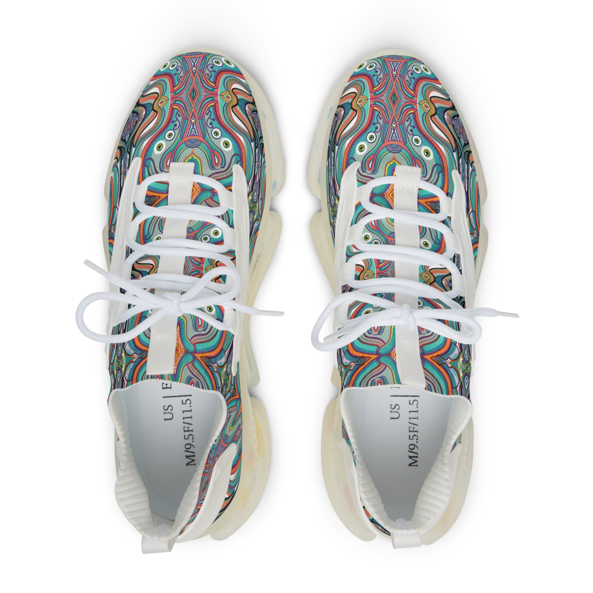 Men's Mesh Sneakers — Colorful Psychedelic Swirl Athletic Shoes #xc46097