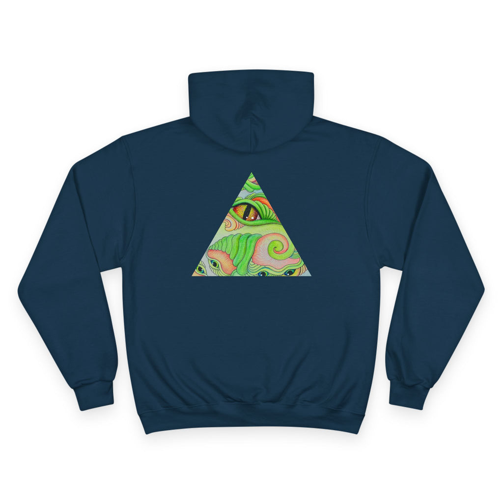 Hoodie — Psychedelic Green Eye Triangle Champion Hoodie #g86478
