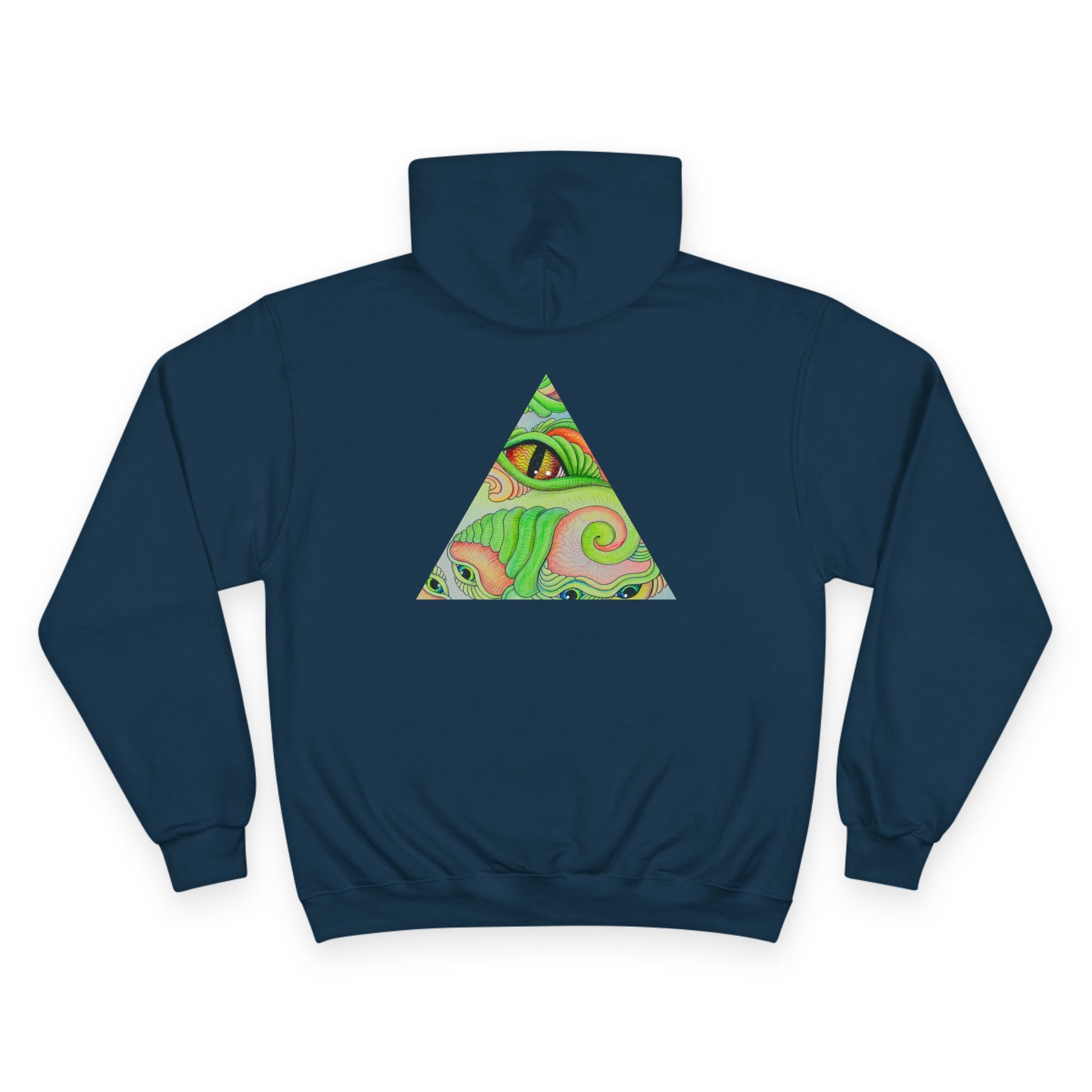 Hoodie — Psychedelic Green Eye Triangle Champion Hoodie #g86478