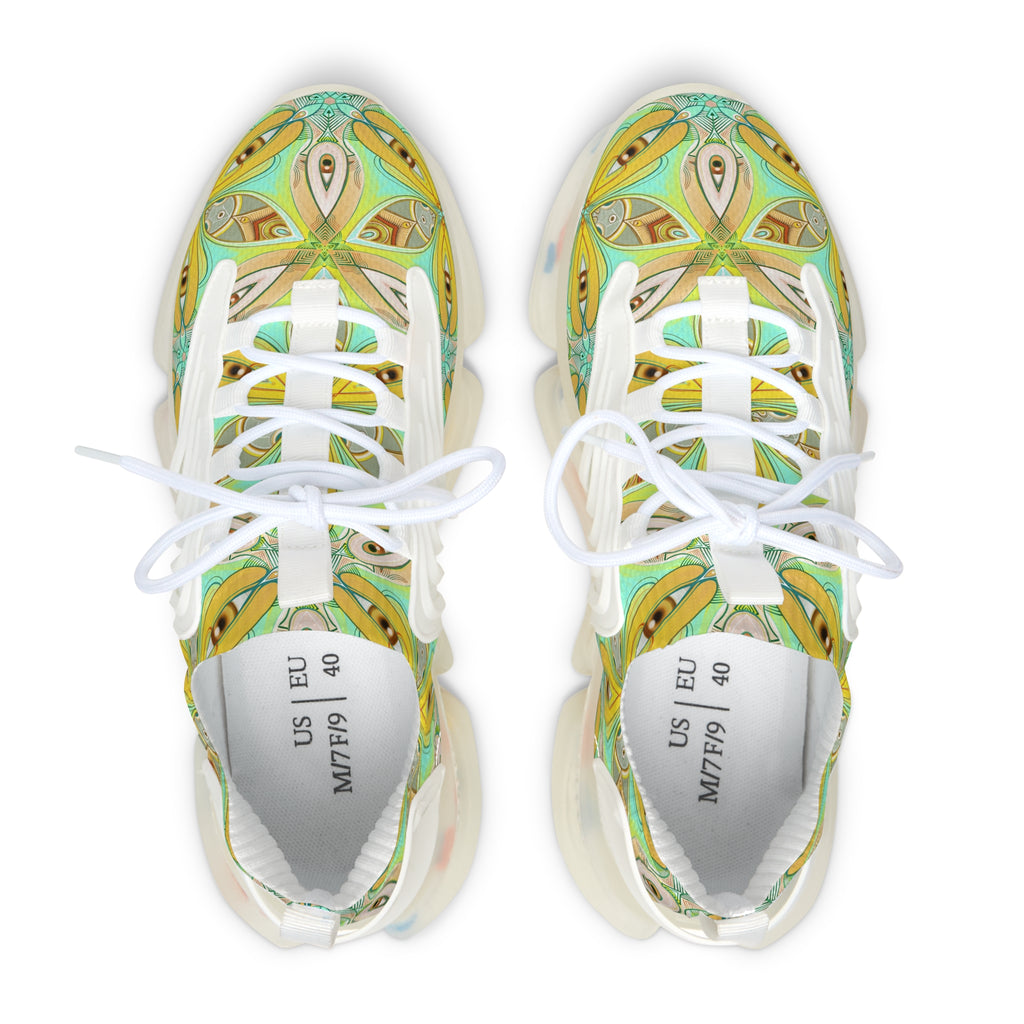 Mesh Sneakers — Floral Kaleidoscope Pattern, Lightweight Breathable Women’s Athletic Shoes #jh7654